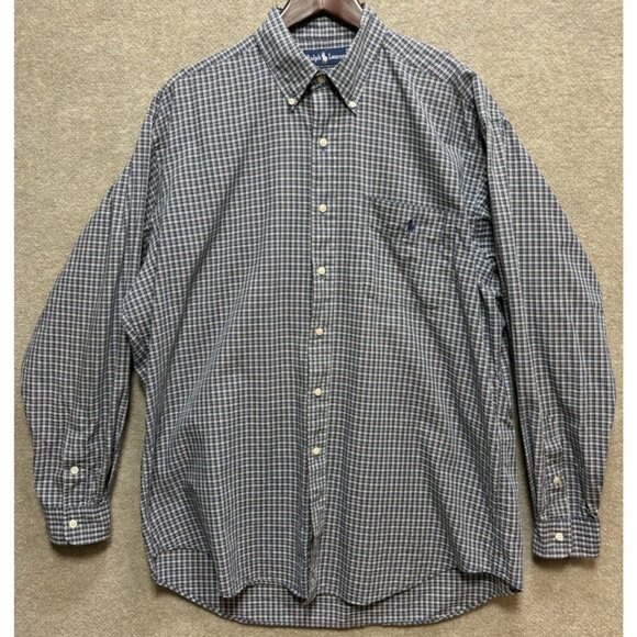Ralph Lauren Other - Ralph Lauren Men's Large Shirt 100% Cotton Long Sleeve Blair Button Plaid GUC